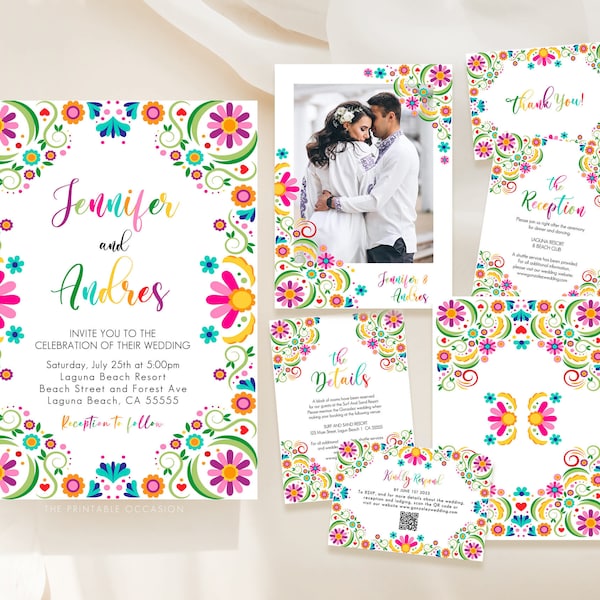 Fiesta Destination Wedding Invitation Bundle Mexico Wedding Invitation Set Fiesta Wedding Invite Suite, Editable Templates Cinco de Mayo FE1