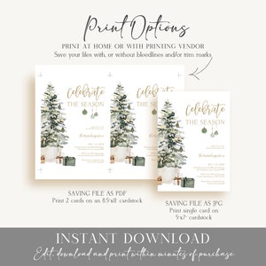 Celebrate the Season Holiday Party Invitation Christmas Tree Invitation Template Christmas Dinner Invite Instant Download Printable T2D image 5