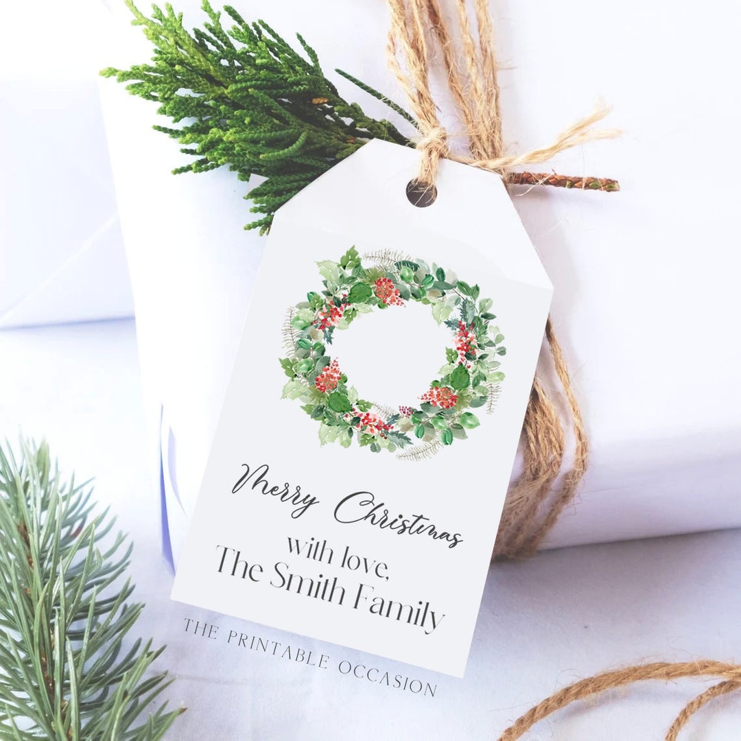 Printable Wreath Christmas Tag
