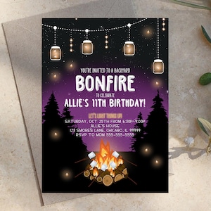 EDITABLE S&#39;mores Birthday Invitation S&#39;mores Bonfire Birthday Invite Backyard Bonfire Smores Fun Together Bonfire Party Instant Download BF1
