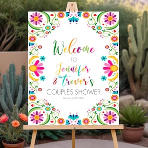 Editable Fiesta Welcome Sign Fiesta Couples Shower Welcome Poster Mexican Floral Wedding Shower Taco Bout Love Coed Shower Corjl FE1