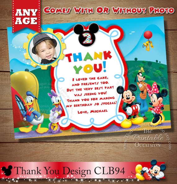 Mickey Mouse Thank You Card, Clubhouse Thank You Card, Mickey and Friends Thank You Card, DIY, Disney Printable Thank You Card Il_570xn
