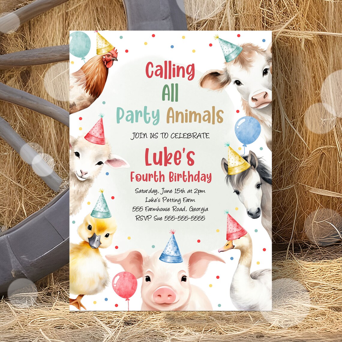 Editable Farm Animals Birthday Invitation Boy's Farm Barnyard First ...