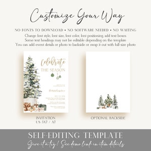 Celebrate the Season Holiday Party Invitation Christmas Tree Invitation Template Christmas Dinner Invite Instant Download Printable T2D image 6