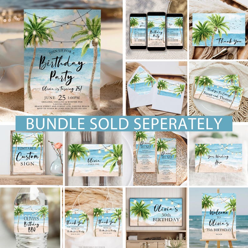 Editable Beach Party Invitation Grill and Chill Invitation Summer BBQ Party Tropical Beach Cookout Template Printable Ocean Party Invite BE1 image 9