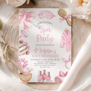 Editable Spa Party Invitation Adult Birthday Pamper Party Invite Spa Night Printable Spa Day Bridal Shower Invitation Self Care Party SP3
