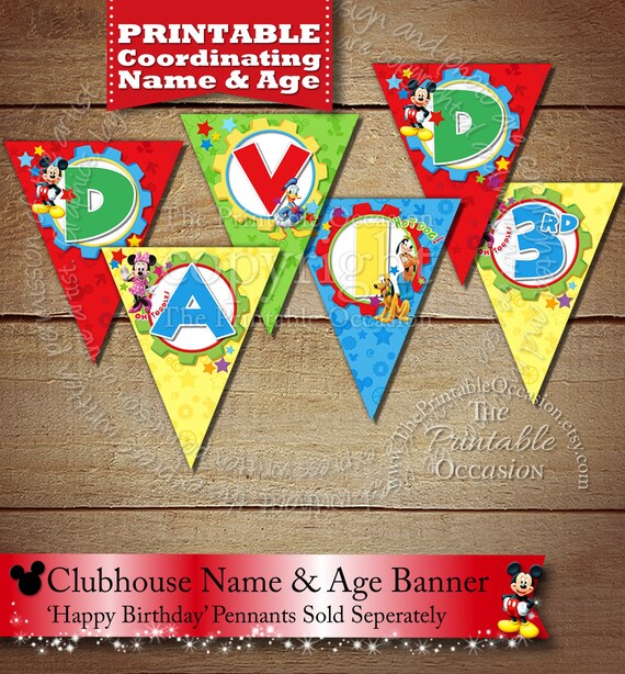 SPELL CHILDs NAME Mickey Minnie Mouse Happy Birthday Banner Printable Mickey Mouse Banner Minnie Mouse Donald Duck Daffy Duck You Print CLB1 Il_570xn