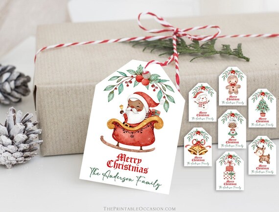 Christmas Gift Tags Templates, Editable Merry Christmas Gift Tags, Watercolor Festive Christmas Gift Tags, Watercolor Christmas Gift Tags CB Il_570xn