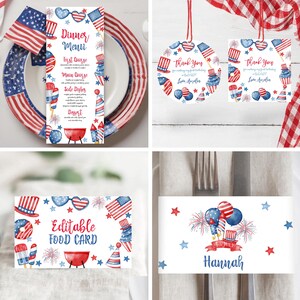 4th of July Birthday Invitation Bundle Editable Little Firecracker 4th of July Invitation Template Patriotic Kids Birthday Party Decor P2 image 6