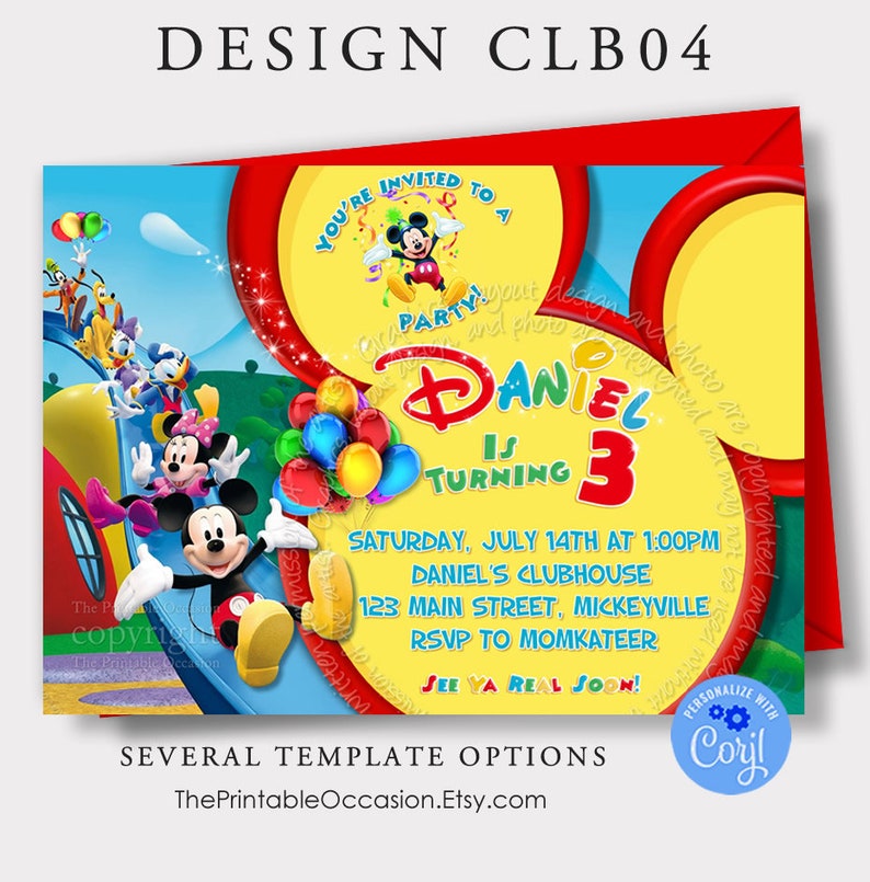 EDITABLE Mickey Mouse Clubhouse Invitation Template Instant | Etsy