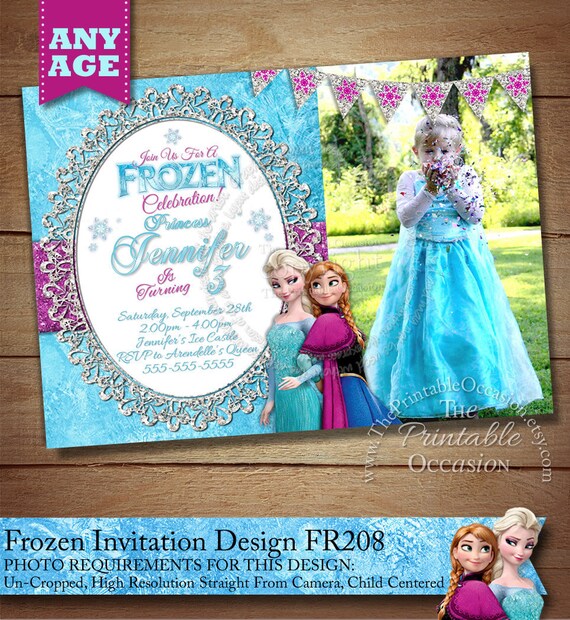 SAME DAY SVC Frozen Birthday Invitation, Frozen Birthday Party, Frozen Invitation, Frozen Birthday Invitation, Digital, Photo Invitation Il_570xn
