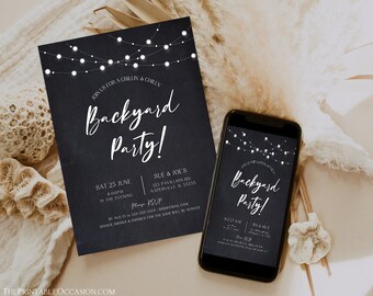 EDITABLE Backyard Party Invitation and Evite Templates Bonfire Invitation BBQ Invitation Adult Birthday Party Invitation Outdoor Party