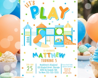 Playground Birthday Party Invitation Editable Boy Let's Play Jungle Gym Party Indoor Playground Soft Play Bounce & Jump Party Download PL2
