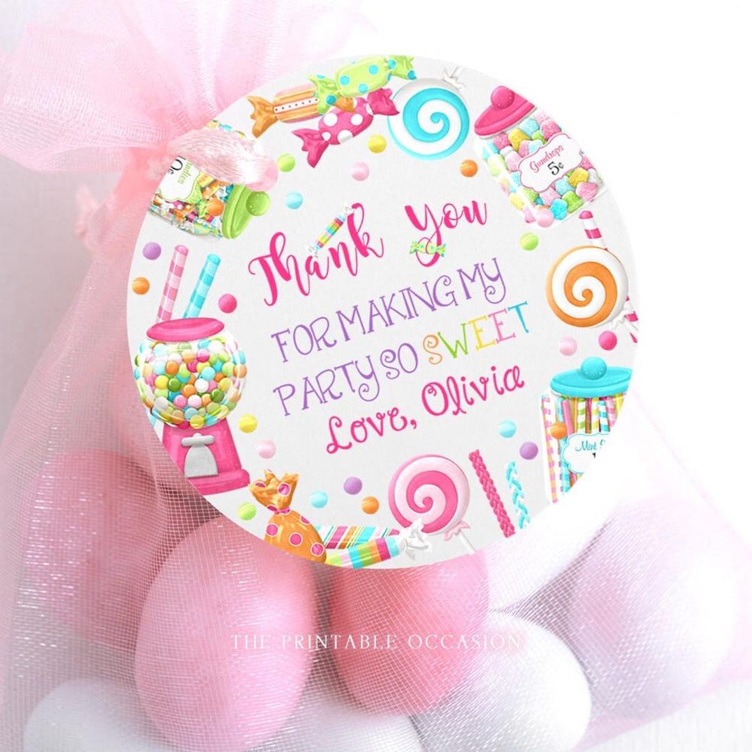 Printable Sweet Shoppe Candy Birthday Gift Tags Editable Favor Tag ...