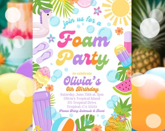EDITABLE Fun In The Sun Birthday Party Invitation Tropical Summer Splish Splash Girly Pool Birthday Party Instant Download P7
