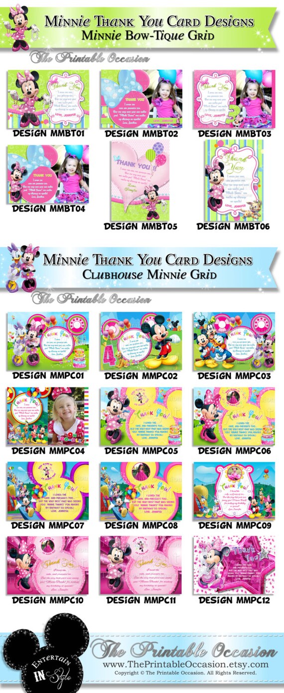 Minnie Mouse Bowtique THANK YOU CARDS, Bowtique Thank You Cards, Minnie Mouse Clubhouse Thank You Cards, Minnie Mouse Boutique Thank You Il_570xn
