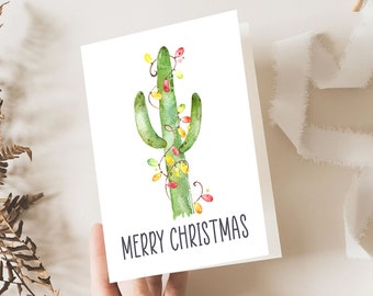 Printable Cactus Christmas Card, Cactus  Greeting Card, Merry Christmas, Instant Download, Christmas Cards, Christmas Gifts Cactus Cards TC1