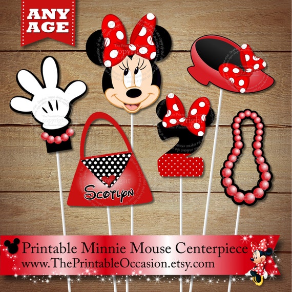 Red Polka Dots Personalized Minnie Mouse PRINTABLE Centerpiece Set - Any Age - Minnie Mouse Centerpiece Party Printables for Birthday Party Il_570xn