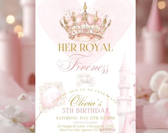 Princess Birthday Invite Four Ever A Princess Editable Princess 4th Birthday Invitation Girls Princess Invites Castle Canva Template PR2