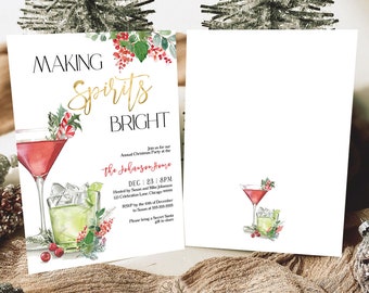 EDITABLE Holiday Christmas Party Invitation Christmas Cocktails Invitation, Christmas Dinner Invite Instant Download Printable Christmas CH1