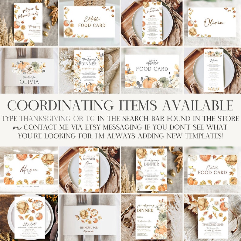 Thanksgiving Name Cards Editable Thanksgiving Pumpkin Place Cards Minimalist Friendsgiving Place Cards Autumn Place Card Name Tags