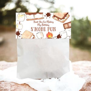 EDITABLE Smores Bag Toppers Template Smores Treat Bag Topper Smores Favor Bag Toppers Printable Smores Birthday Baby Shower Bag Toppers SM3