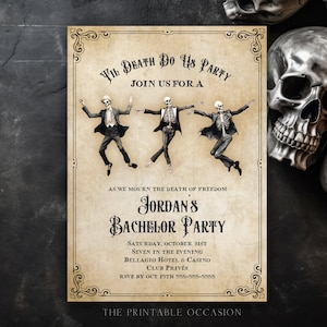 Editable Til Death Do Us Part Couples Shower Invitation Vintage Gothic Halloween Til Death Do Us Party Engagement Party Printable Invite S1