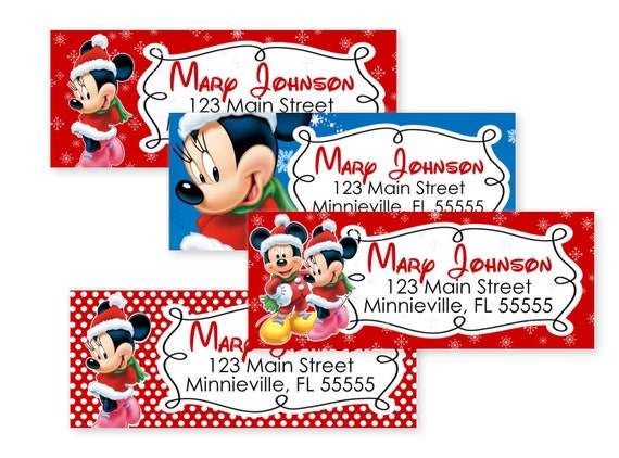 Minnie Mouse And Mickey Mouse Christmas Return Address Labels - Christmas Address Labels - The Print Shoppe Il_570xn