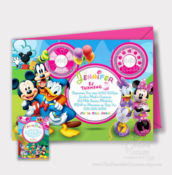 SAME DAY SVC Minnie Mouse Clubhouse Invitation, Mickey Minnie Daisy Birthday Invitation, Clubhouse Birthday Invitation, Clubhouse Invite Il_570xn