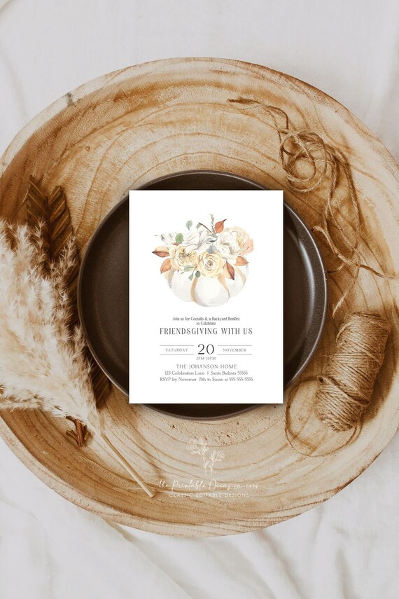 EDITABLE Friendsgiving invitation, Autumn Friendsgiving Dinner Invite Template Holiday Invite Printable Friendsgiving Digital Download TG Il_570xn