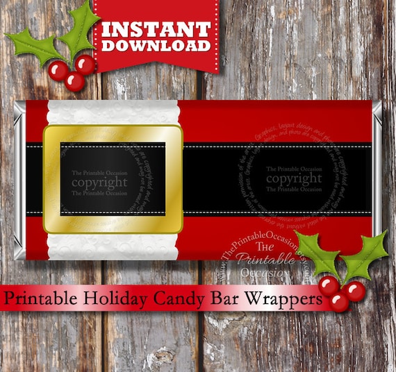 INSTANT DOWNLOAD PRINTABLE Christmas Santa Candy Bar Wrapper, Santa Coat Candy Wrapper by The Printable Occasion Il_570xn