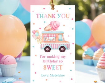 Ice Cream Favor Tags Girl Ice Cream Thank You Tag Ice Cream Party Gift Tags Ice Cream Social Party Favor Tag Instant Download Editable C3B