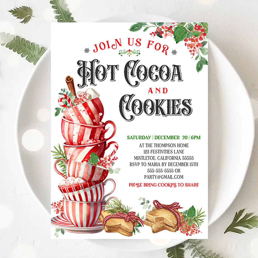 Editable Cookies and Cocoa Invitation Hot Cocoa Party Invite Hot ...