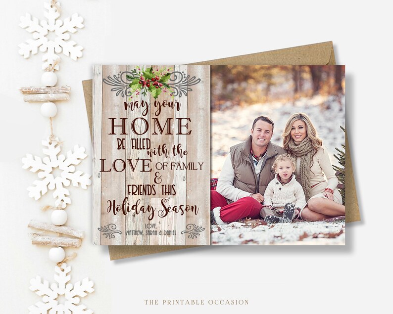 Rustic Christmas Photo Card, Country Rustic Christmas Card, Country Christmas Card, Rustic Wood Printable Christmas Card image 2