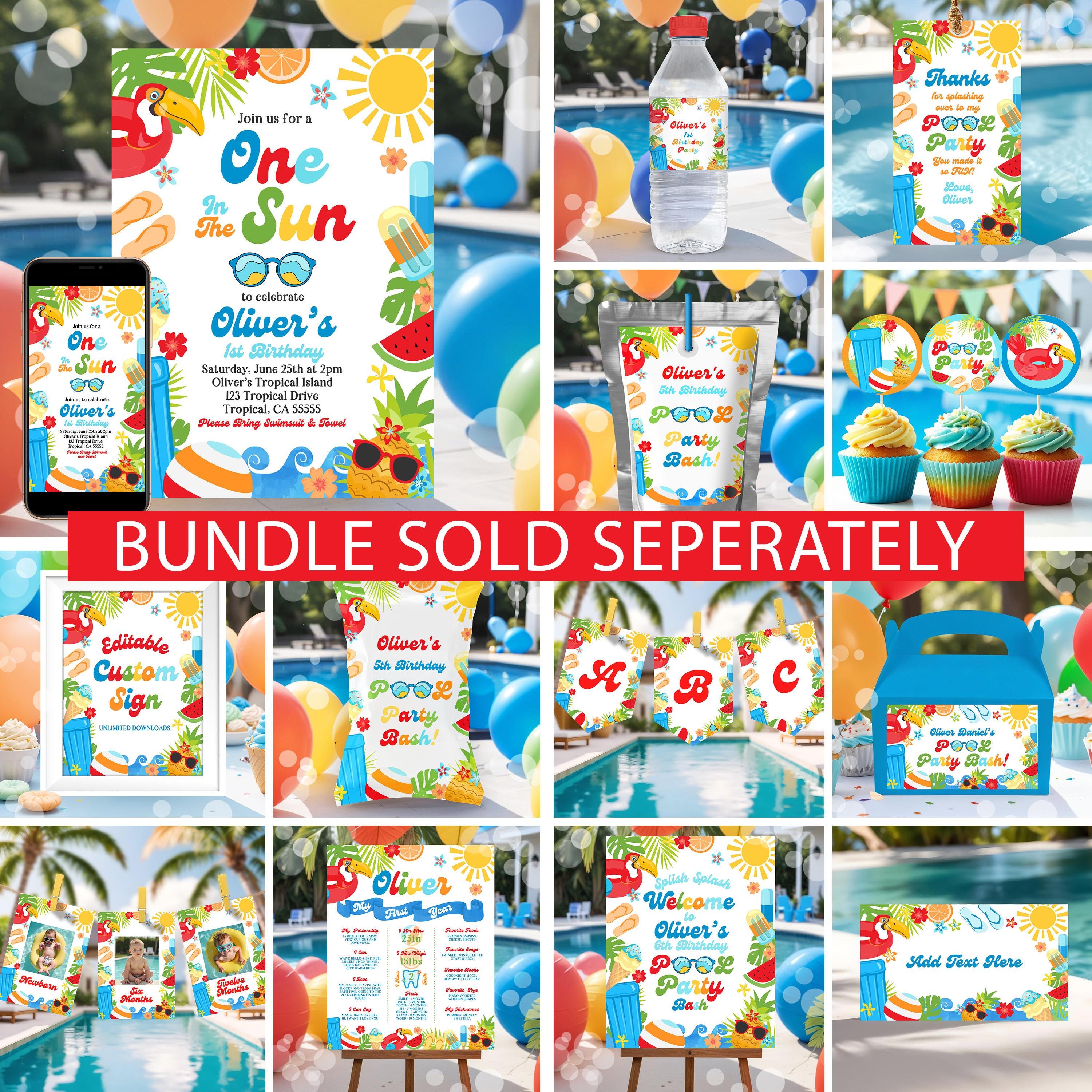 Boys Pool Party Favor Tags Template Tropical Splish Splash Boy's Pool ...