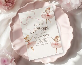 Tutu Cute Birthday Invitation Boho Tutu Cute Invite 2nd Birthday Invite Second Birthday Invitation Girl Ballerina Invite Ballet Canva BD1