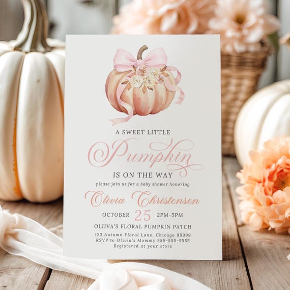 Herbst Babyparty Dekoration „A Little Pumpkin Is On The Way“ – Banner & Kürbis-Deko, Rosa/glitzer