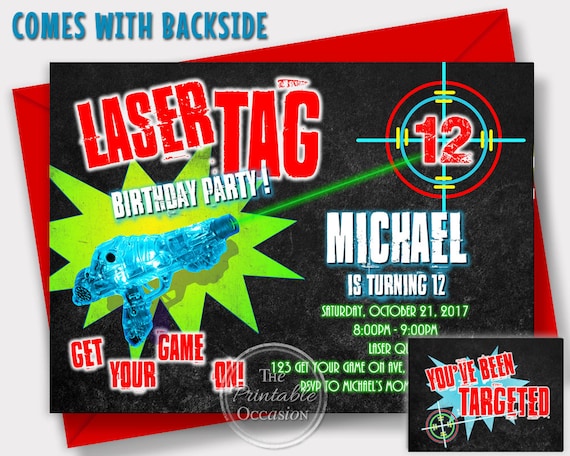 SAME DAY SVC Laser Tag Invitation, Digital Printable, Laser Tag Birthday, Laser Tag Party, Lazer Tag Invite Il_570xn