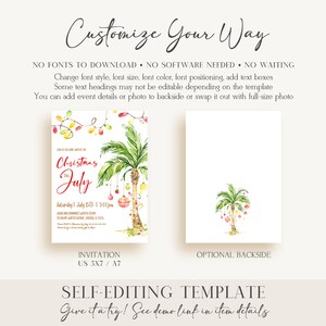 Editable Palm Tree Christmas Invitation Printable Christmas In July Invitation Tropical Christmas Party Invite Palm Tree Holiday Invite