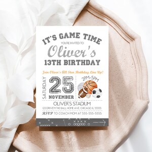 All Sports Birthday Party Invitation Template Editable Sports Birthday Invitation Printable All Sports Invitation Boy's Birthday Invite AS1 afbeelding 2