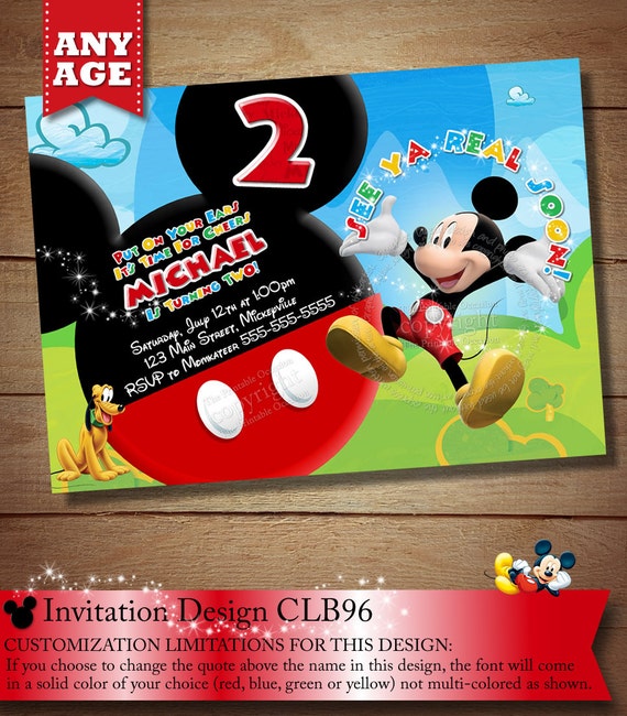 HUGE SELECTION Clubhouse Mickey Birthday Invitation, Mickey Mouse Invitation, Mickey Mouse Clubhouse, Toodles Invitations, Mickey Printables Il_570xn