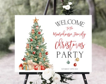 Christmas Welcome Sign, Welcome Poster, Printable Welcome Sign, 5 Sizes, Welcome sign, Holiday Welcome Sign, Christmas Tree Party Sign T2C