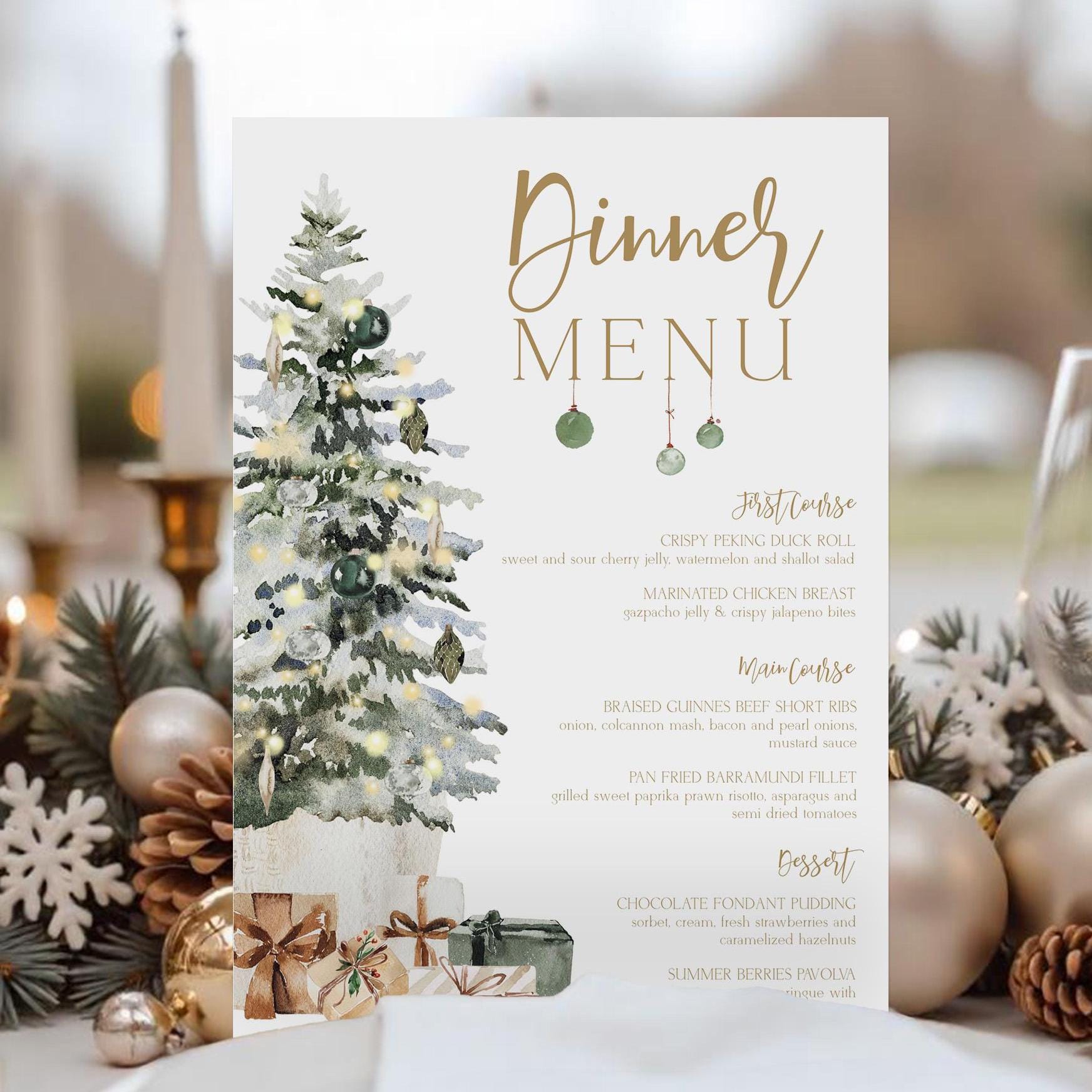 Editable Christmas Dinner Menu Template Printable Christmas Tree Menu Holiday Dinner Menu Christmas Party Décor Christmas Eve Menu Corjl T2D - Etsy for Free Printable Christmas Dinner Menu