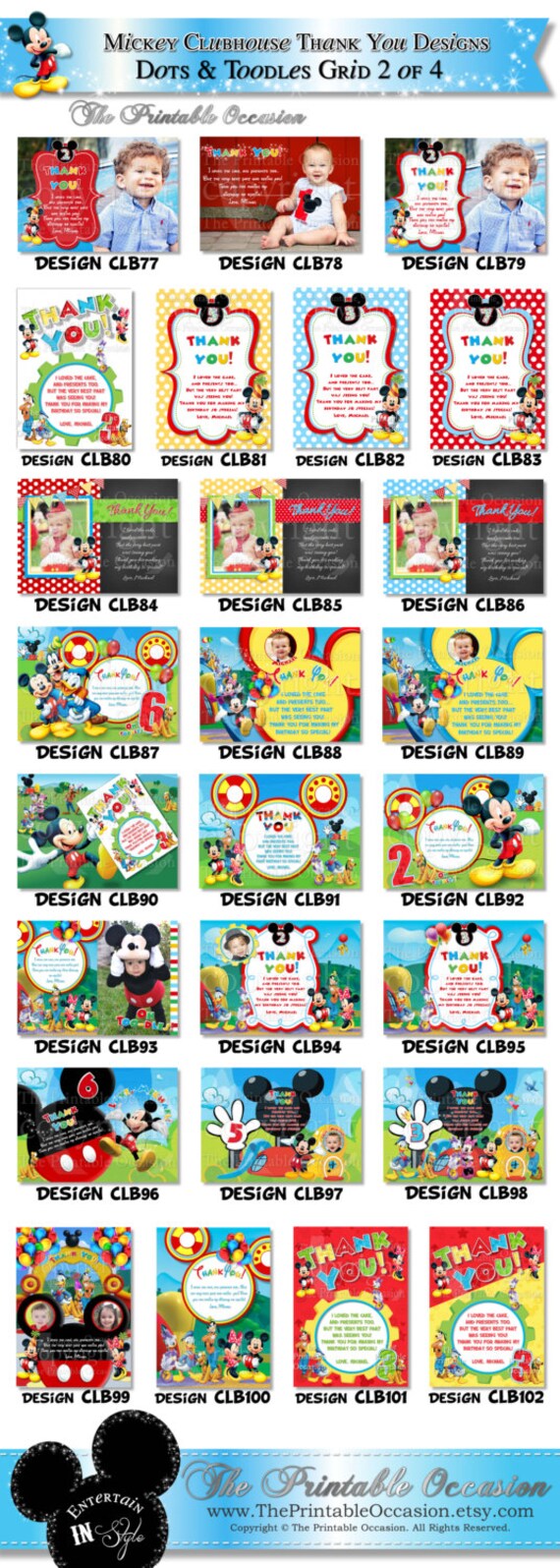 Mickey Mouse Thank You Card, Clubhouse Thank You Card, Mickey and Friends Thank You Card, DIY, Disney Printable Thank You Card Il_570xn