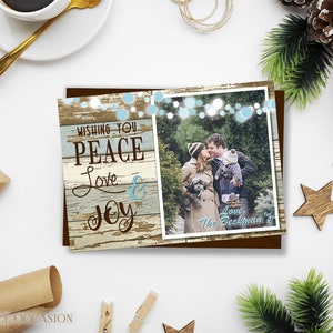 EDITABLE Rustic Christmas Photo Card, Country Rustic Christmas Card, Country Christmas Card, Printable Rustic Wood Printable Christmas Card image 2