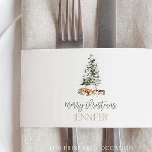 Christmas Name Card Template Holiday Place Card Printable - Etsy