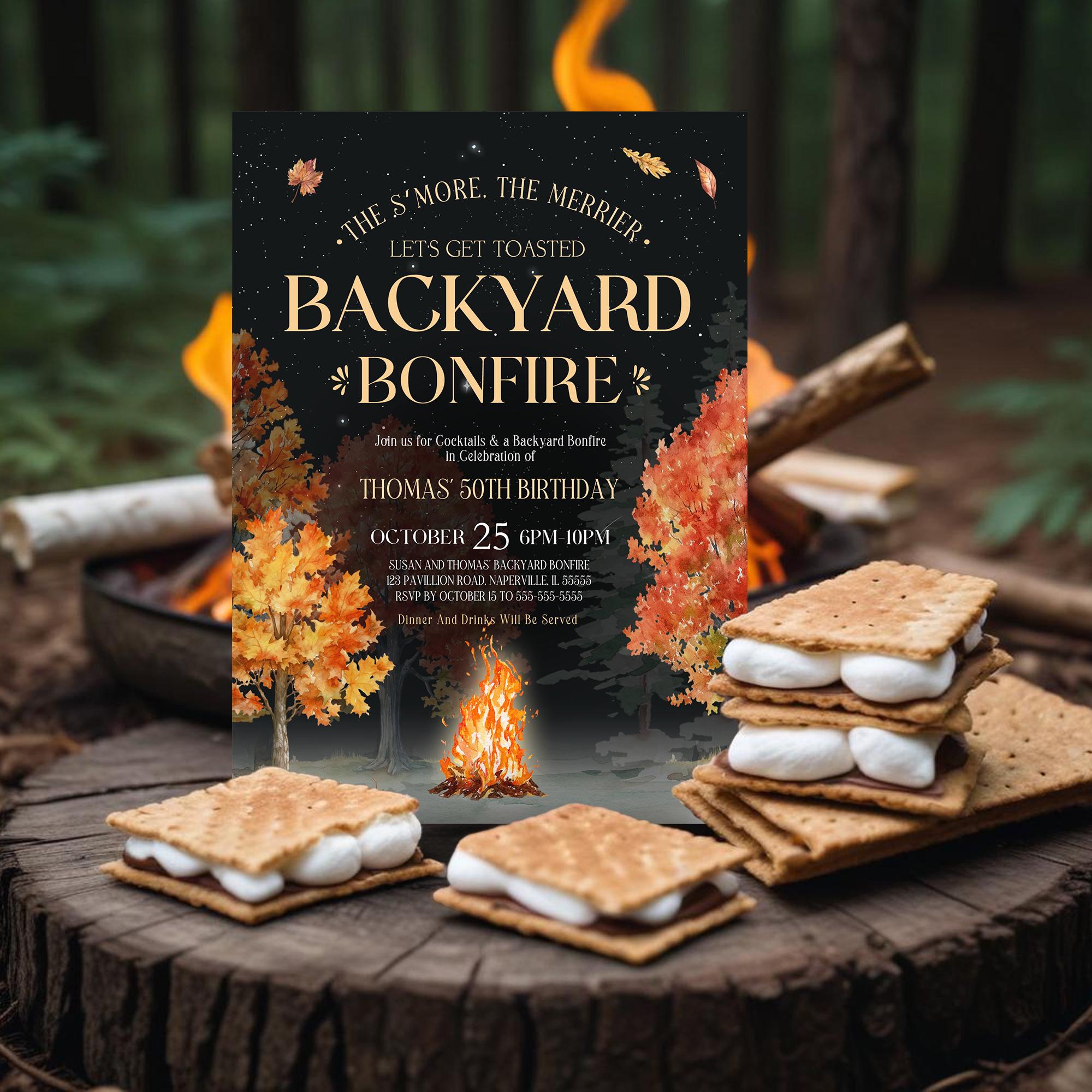Fall R Invitations Bonfire Fall Birthday Bonfire Invitation Fall Bonfire Party Invitation Template ...