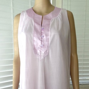 60s CHIFFON Nightgown GOSSARD ARTEMIS Babydoll Nightgown Lilac Lavender Sheer Chiffon Satin Trim Short Sleeveless Nightgown Size Small