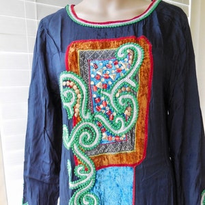 70s EMBELLISHED KAFTAN Womens Bohemian Beaded Kaftan Patchwork Caftan Boho Maxi Dress Embellished Maxi Dress Hippie Festival Size Small