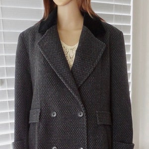 Vintage WOOL COAT Women&#39;s KAREN Double Breasted Coat Cashmere Wool Blend Coat Full Length Winter Coat Mock Belt Boho Chic Size 8-10 Usa